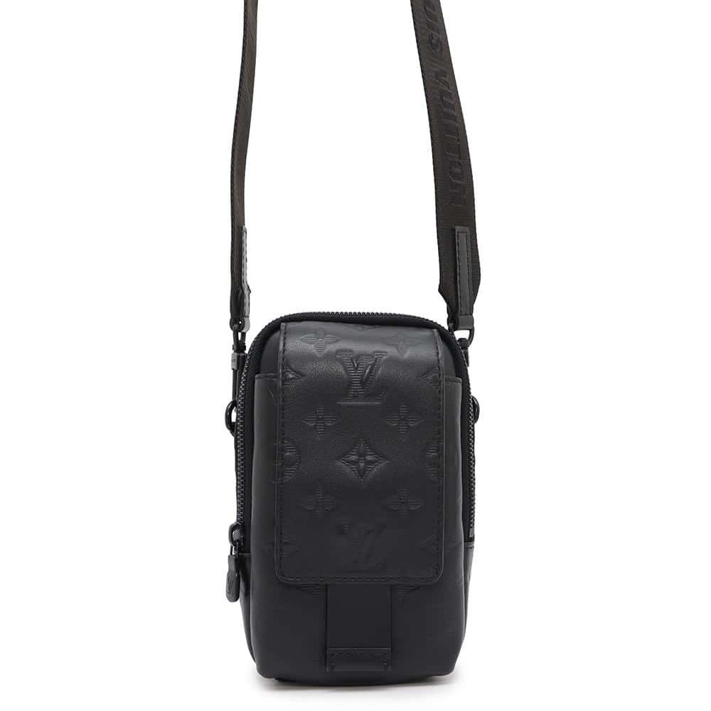 Louis Vuitton Shoulder Bag Monogram Shadow Black Double Phone Clutch Black